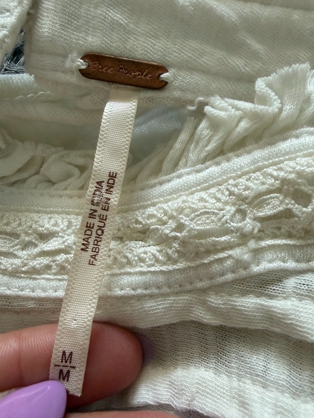 Free People Le Femme Ivory Ruffled Short Sleeve Tee size medium - Picture 6 of 8